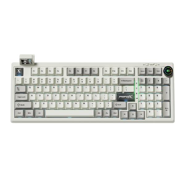 PIIFOX LUNA Grid98 white mechanical keyboard with display module and numeric keypad