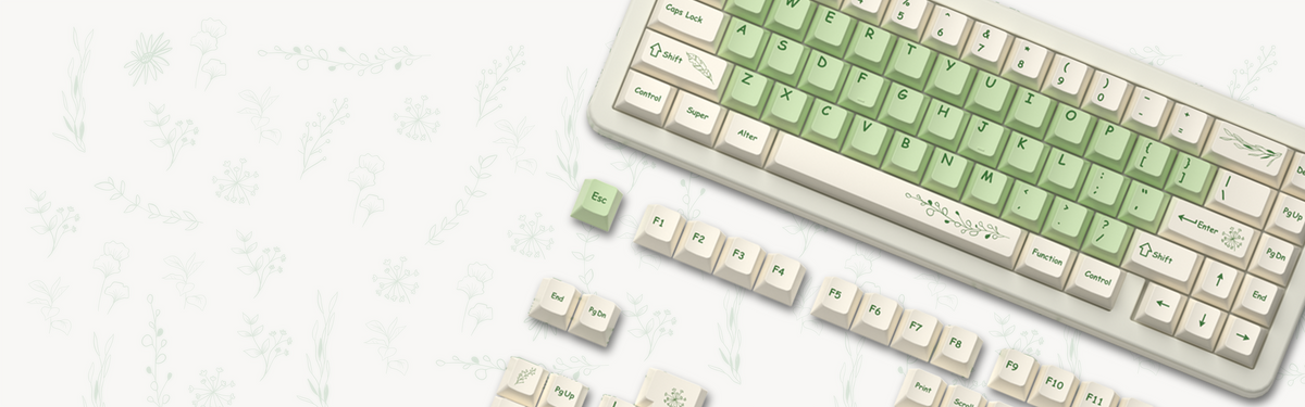 Herbary Cherry Profile Keycap Setmounted on a mechanical keyboard with RGB backlight